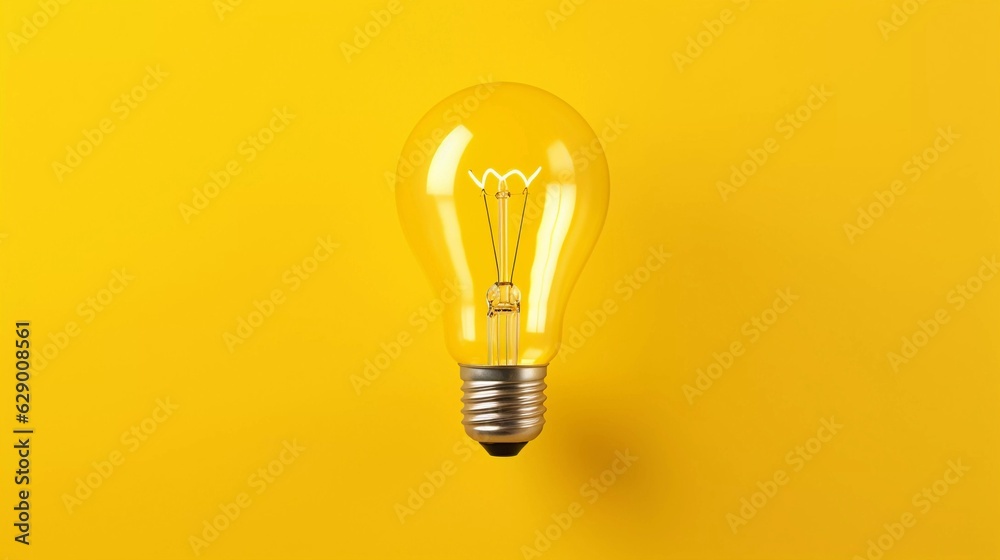 Light bulb on a yellow background, idea, light, technology, heat Light bulb on a yellow background, idea, light, technology, heat