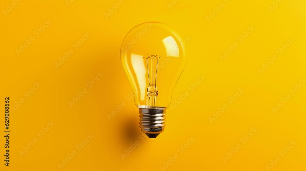 Light bulb on a yellow background, idea, light, technology, heat Light bulb on a yellow background, idea, light, technology, heat