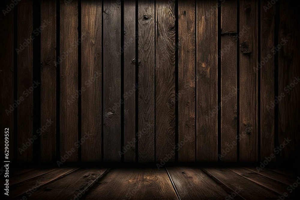 Elegant and rustic backdrop with a dark wooden texture. Generative AI