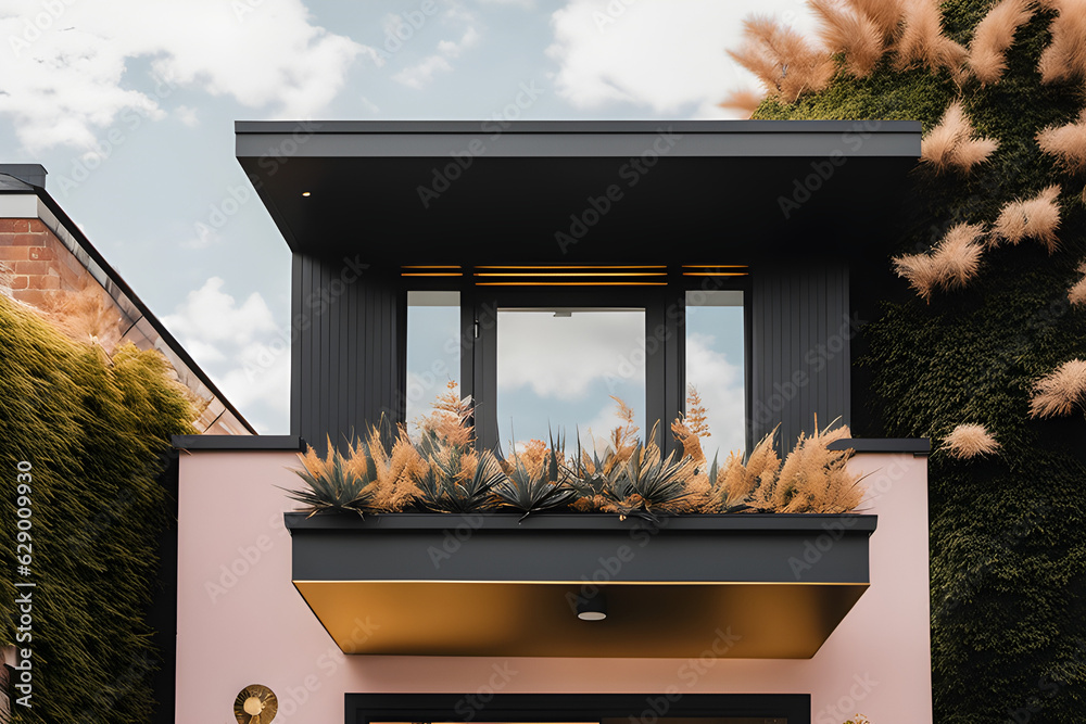 Front of Home: Black and Golden Vibes with Pastel Sunroof and Foliage Astro Front of Home: Black and Golden Vibes with Pastel Sunroof and Foliage Astro