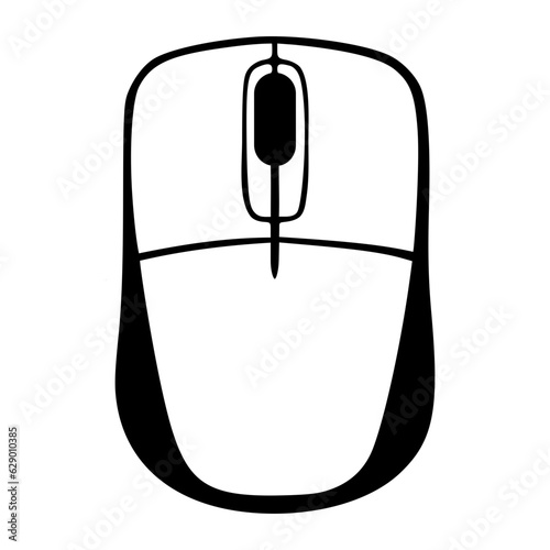 Wireless computer mouse monochrome vector illustration