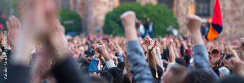 A raised fist of a protest photo
