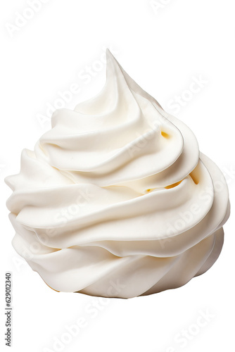 Stampa su tela Isolated whipped cream on transparent background, cutout