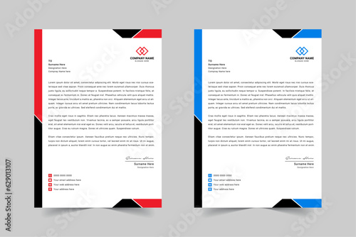 Modern Corporate Business Letterhead Design Template With Red, Blue, Green and Yellow