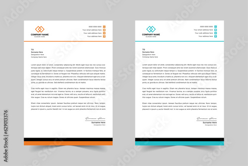 Modern Corporate Business Letterhead Design Template With Red, Blue, Green and Yellow