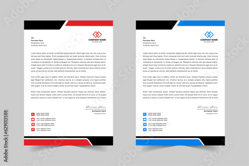 Modern Corporate Business Letterhead Design Template With Red, Blue, Green and Yellow