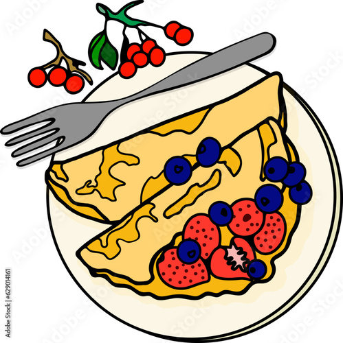crepe with berries (strawberry, blueberry, cranberry)