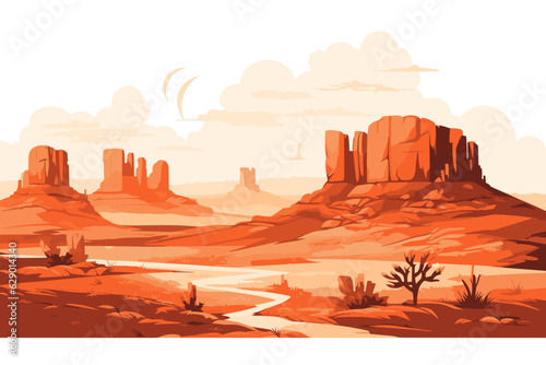 Fototapet Doodle inspired Canyonlands, cartoon sticker, sketch, vector, Illustration