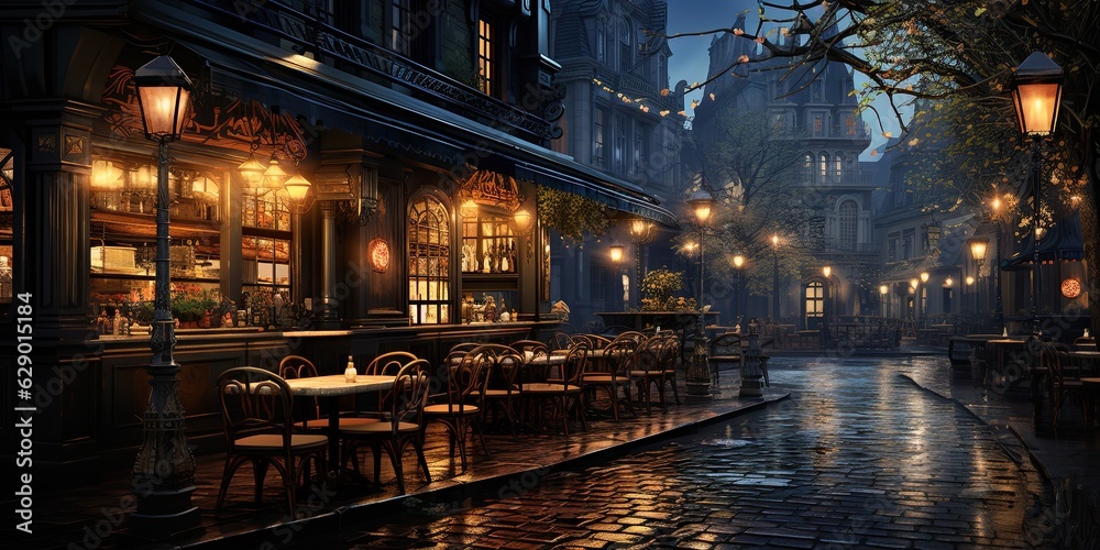 Fototapeta premium illustration of cafe, generative AI