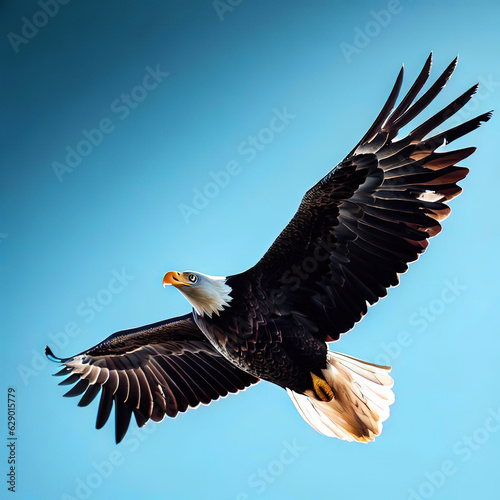 The eagle's keen eyes scan the land below as it searches for prey