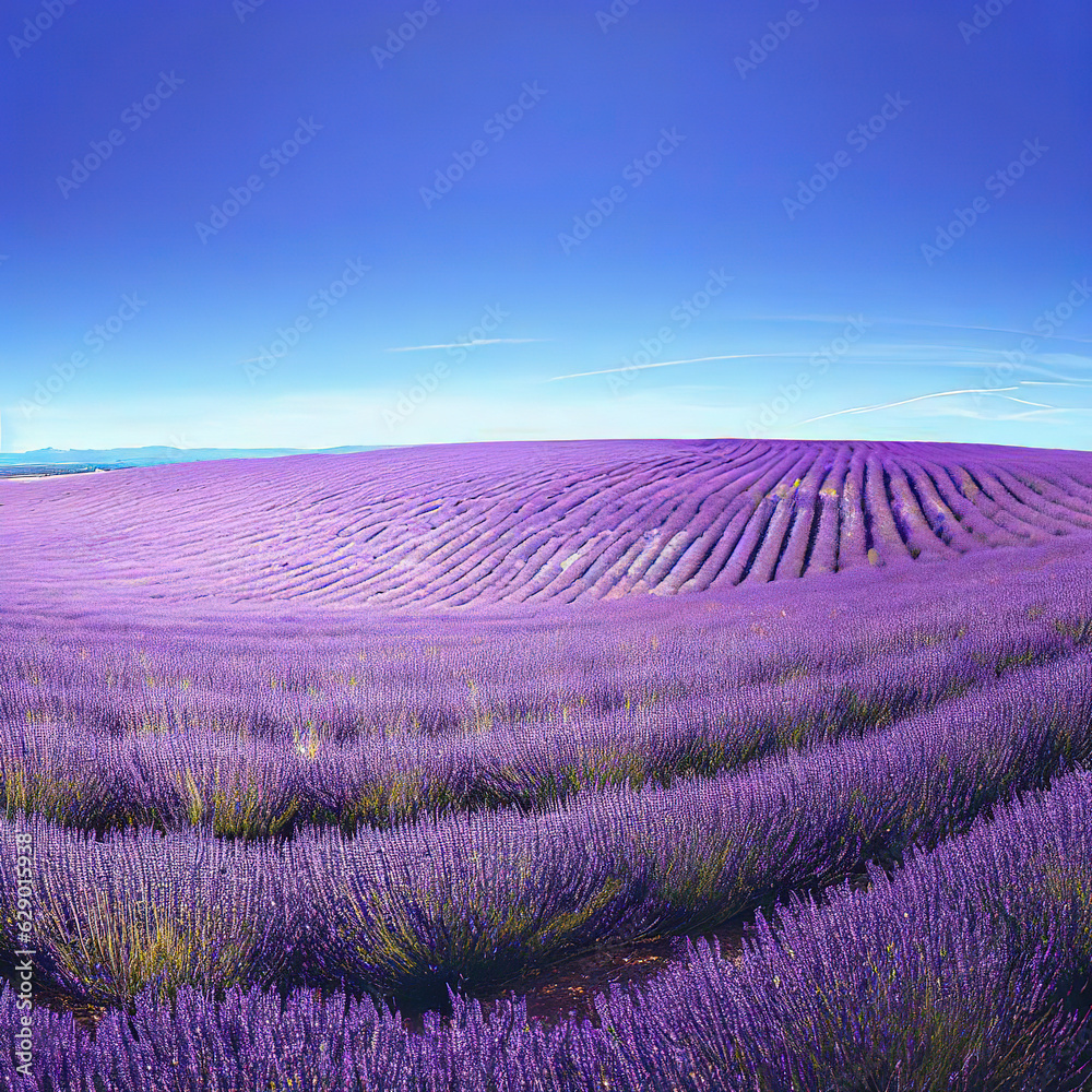 The symmetrical rows of lavender create a mesmerizing pattern in the fields The symmetrical rows of lavender create a mesmerizing pattern in the fields