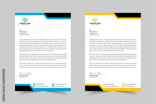 Modern Corporate Business Letterhead Design Template With Red, Blue, Green and Yellow