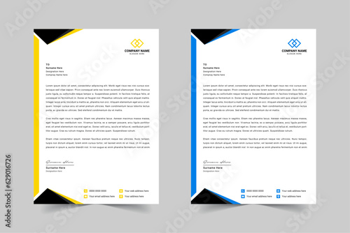 Modern Corporate Business Letterhead Design Template With Red, Blue, Green and Yellow
