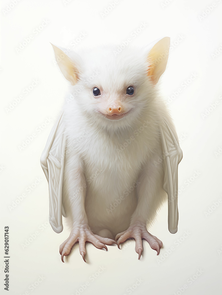 Albino white the bat is a cute vampire rare snowy