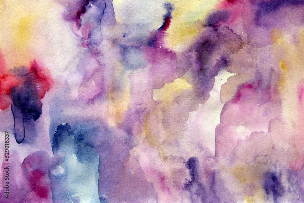 Yellow-pink purple watercolor paper background texture
