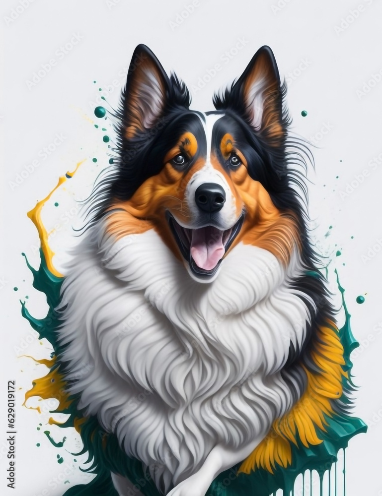 Shetland Sheepdog Dog white background Splash Art 2 Shetland Sheepdog Dog white background Splash Art 2