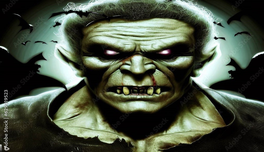 Naklejka premium Monstruos bajo la luna, Halloween.