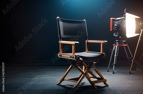 A chair and camera on a tripod Generative AI