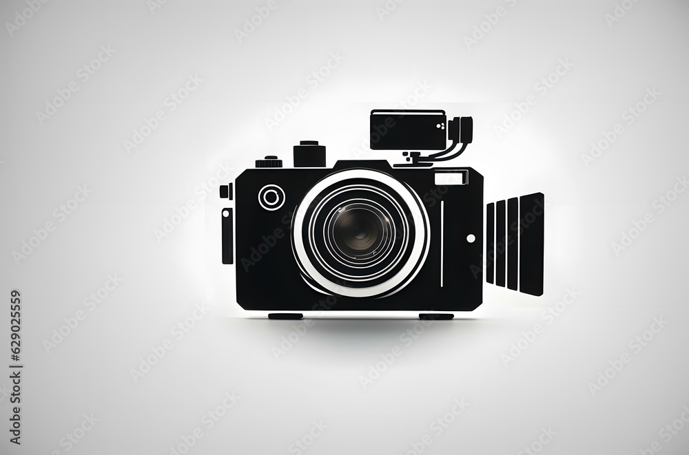A black camera with a lens Generative AI