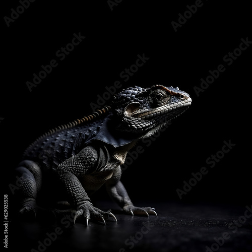 Lizard on a black background