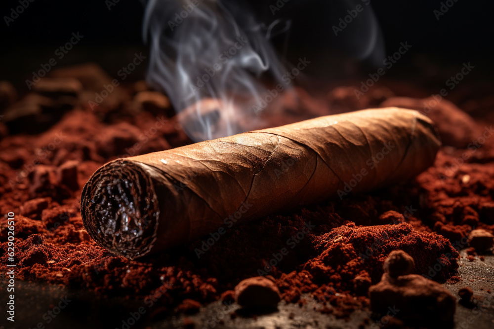Cigar, cylindrical tobacco leaf twist, smoked, Cuban, tobacco smoking