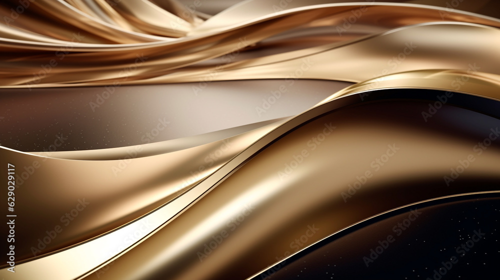 luxury golden background with waves. Generative Ai. luxury golden background with waves. Generative Ai.