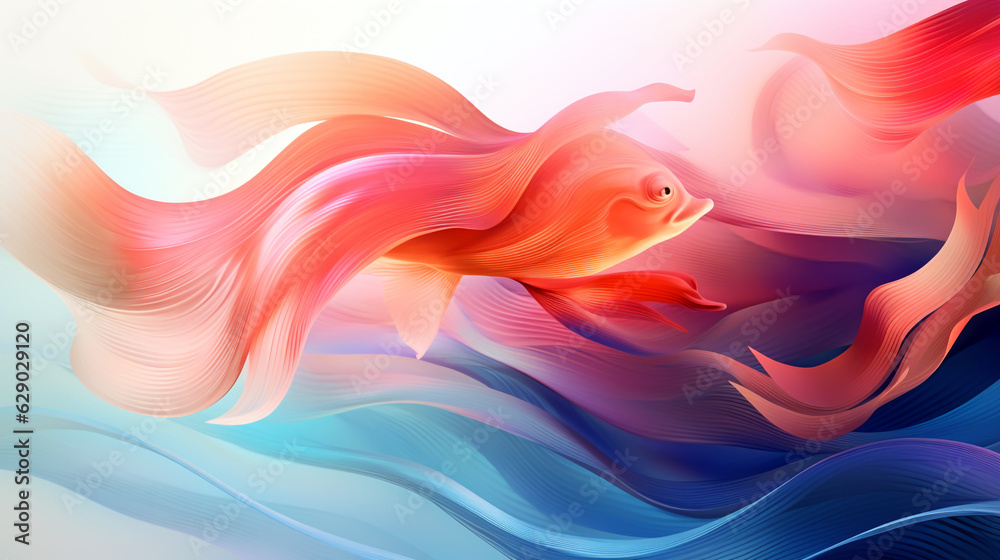 Obraz premium beautiful orange-blue background with aquarium fish, smartphone wallpaper. Generative Ai. 