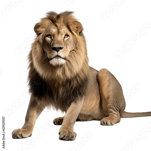 male lion isolated on white background