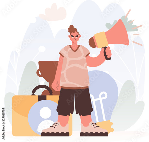 Man Holding a Intensifier, Signaling Work Openings, Reverberating with Career Objectives and Empowering the Travel for the Come full circle Work.