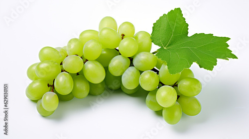 green grapes isolated on white background. Generative Ai. 