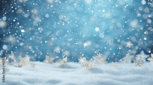christmas background with snowflakes for your design. Generative Ai.  © PETR BABKIN