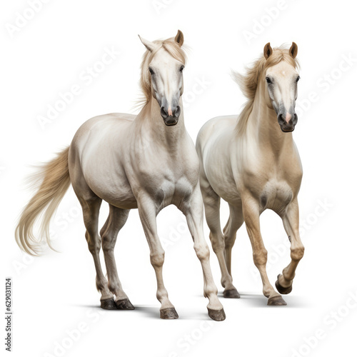 two horses isolated on white © Astanna Media