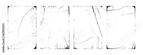 Distressed paper overlay texture with grunge worn effect. Old vintage grainy and dusty design stamps. Crumpled and gritty grunge with torn background, vector illustration