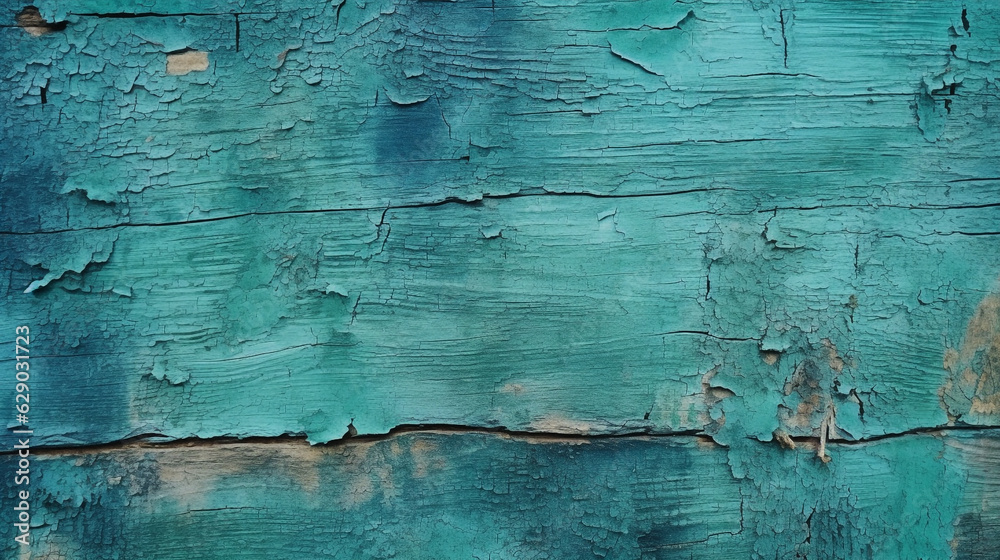 old turquoise painted wood. Generative Ai. 