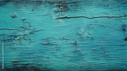 old wood texture painted turquoise color. Generative Ai. 