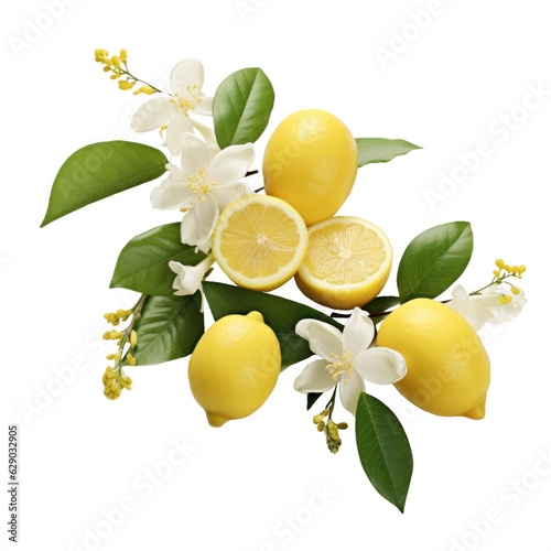 Citrus Blossom Botanical Design isolated on transparent background. photo