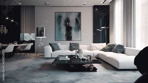 Luxurious living-room interior - Generative AI, AI generated
