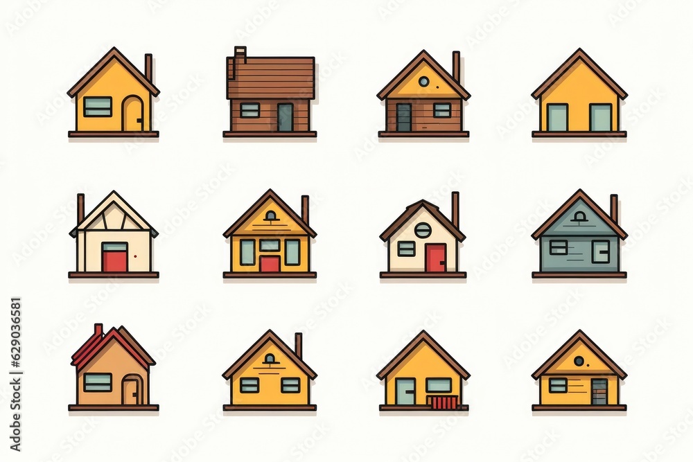 Simple monochrome house icon set Simple monochrome house icon set