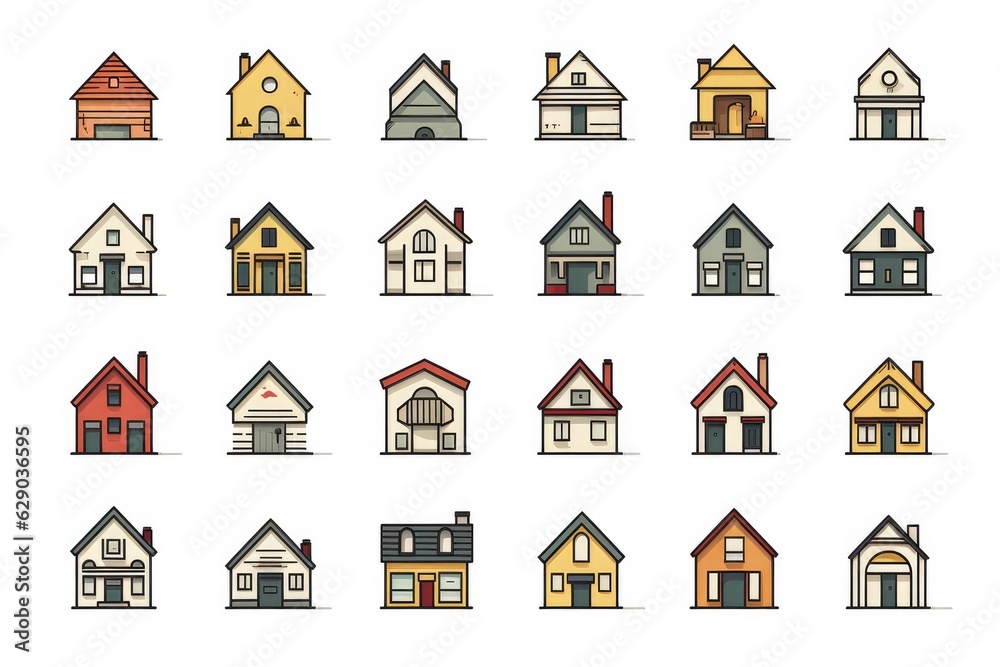 Simple monochrome house icon set