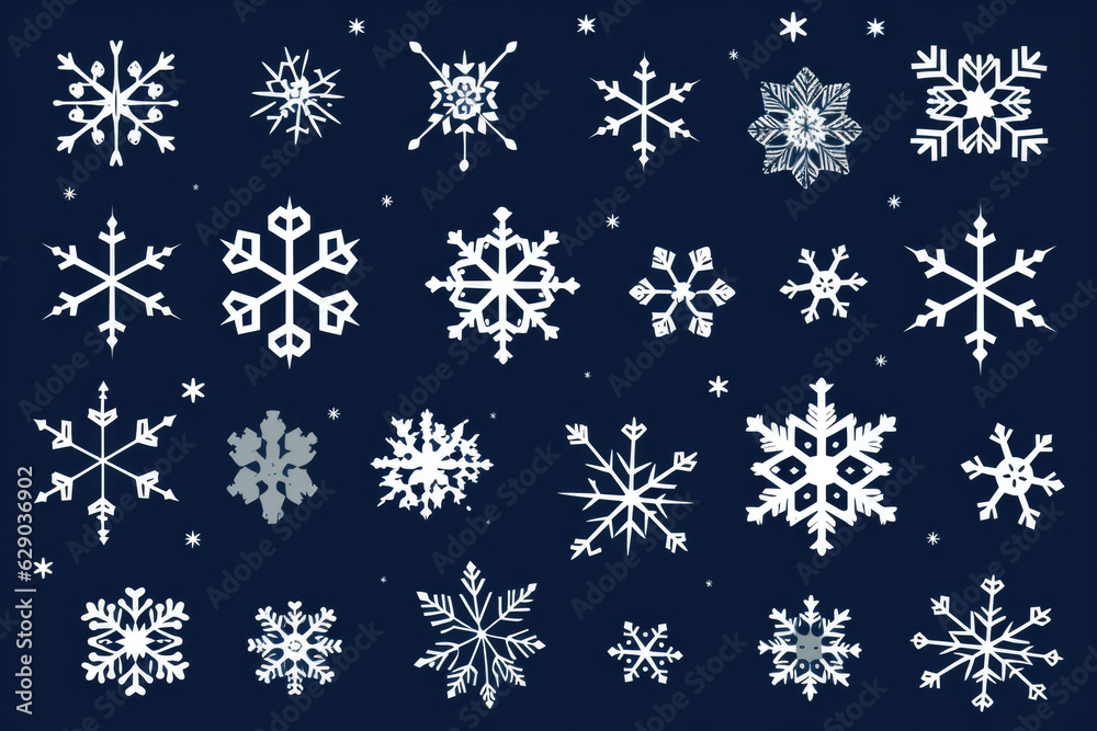 Winter snow flakes doodles vector, christmas