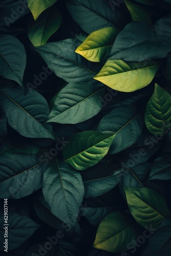 A lot of colorful leaves in the style of naturalistic tones