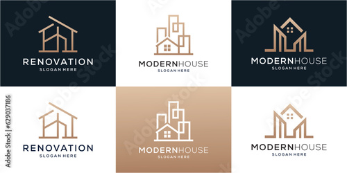 Vector set of building house logo design template with simple concept
 photo