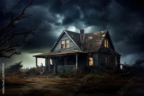 Old american type wooden house. Horror house