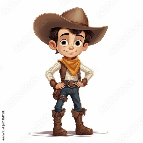 Illustration of a Cute Little Boy Wearing a Cowboy Costume