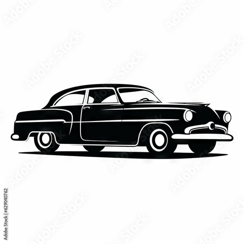 car, black outlines on a white background, represented as vector graphic