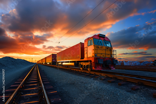Fotografia train at sunset