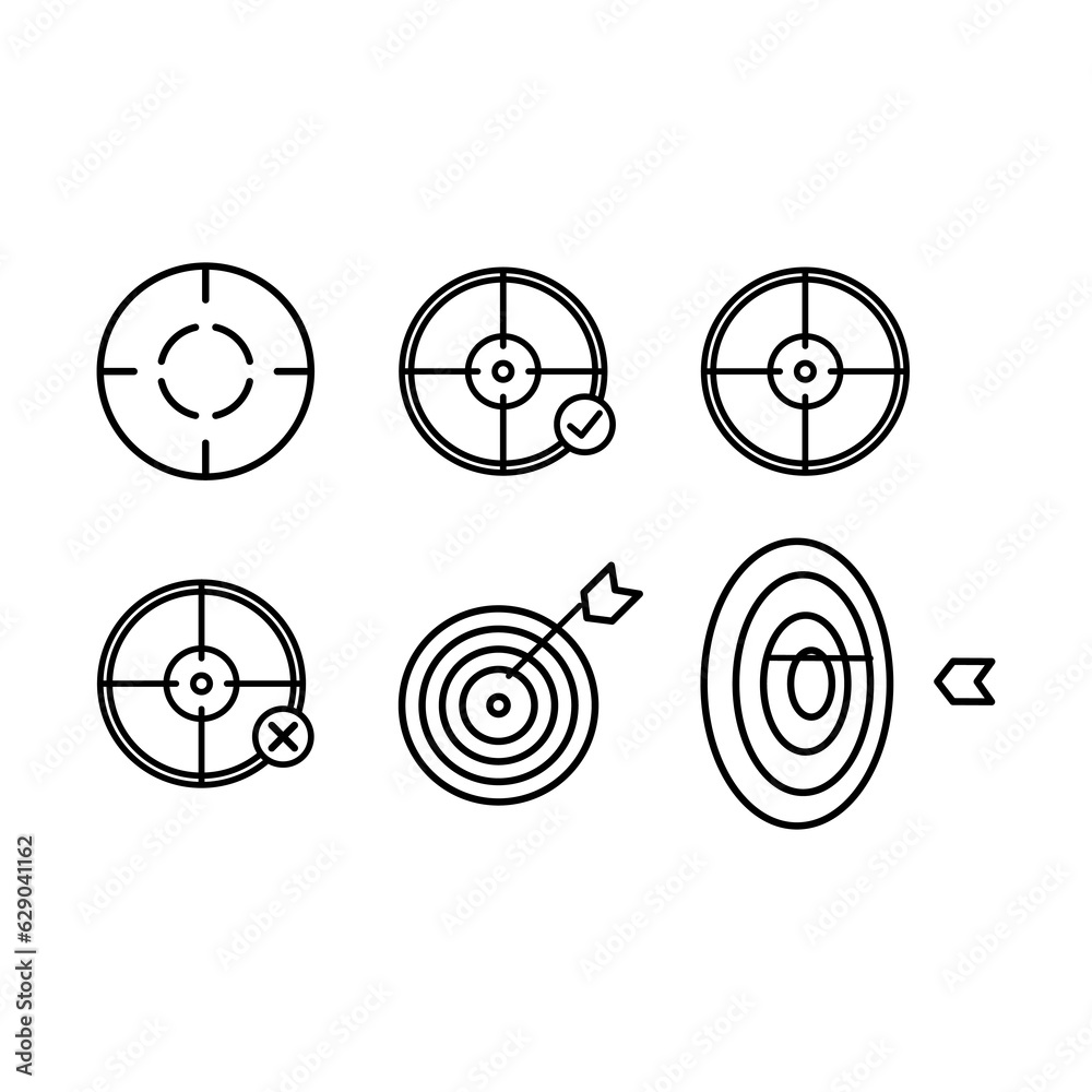 set of target line icons, such as job hunting, aiming, arrow,target marketing,business isolated white background. set of target line icons, such as job hunting, aiming, arrow,target marketing,business isolated white background.