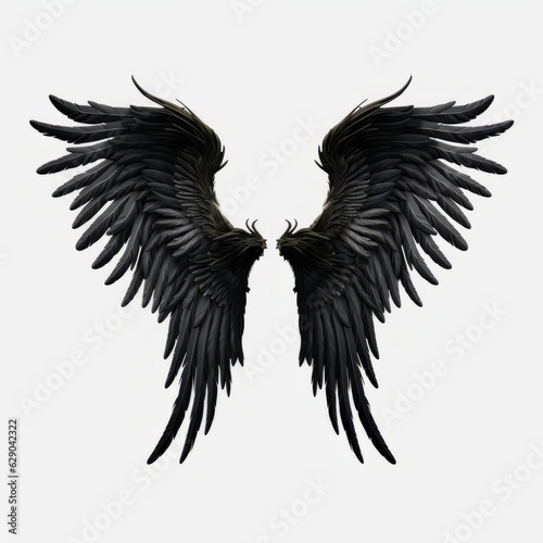 Black angel wings isolated on white background.  © Nagehan