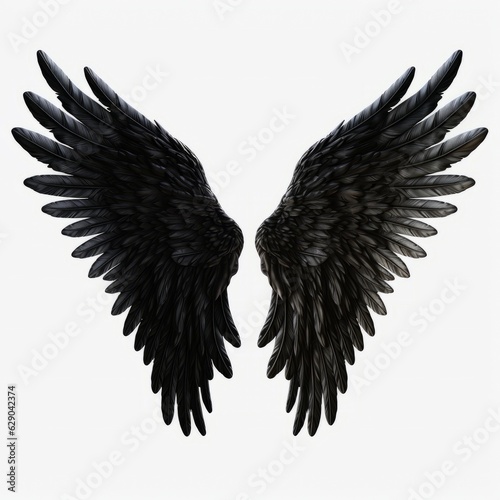 Black angel wings isolated on white background.  © Nagehan