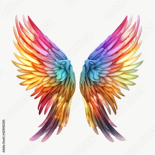Colorful wings isolated on white background. 